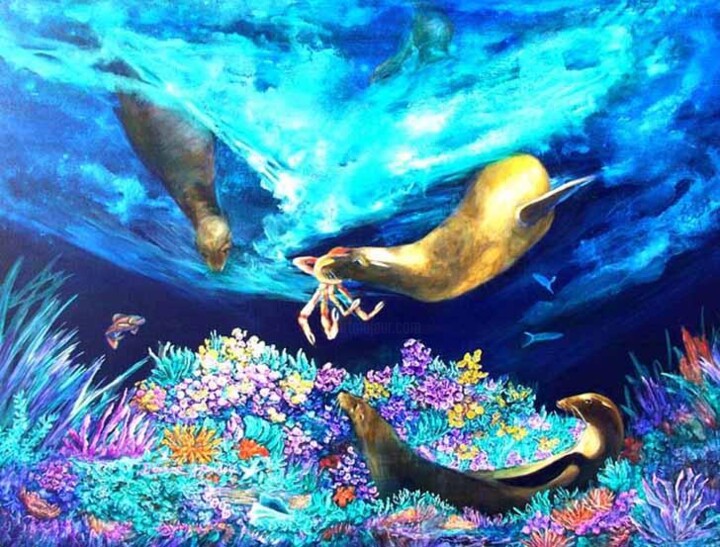 Painting titled "Sea Garden" by Dianne Roberson, Original Artwork