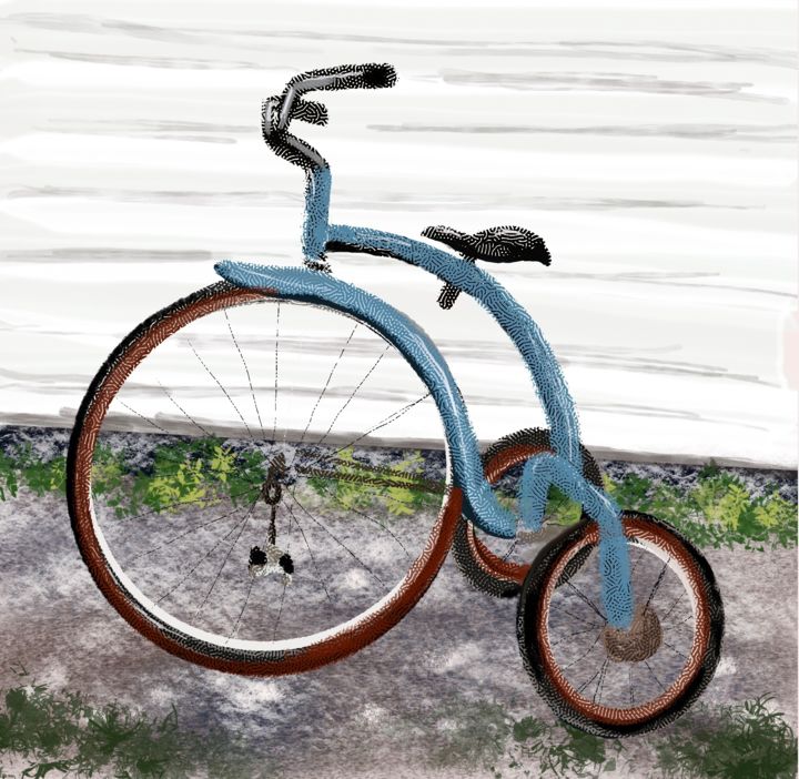 Digital Arts titled "Wheels" by Dianne Bauer, Original Art, Digital Painting