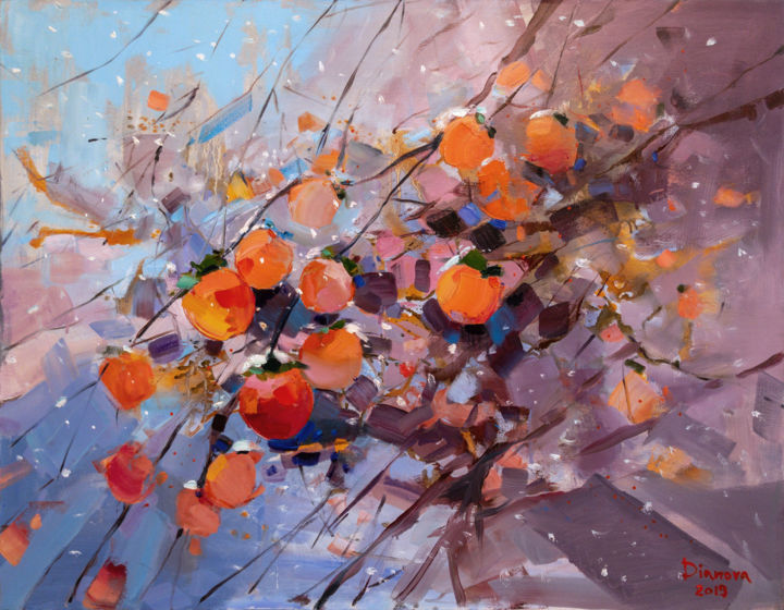 Painting titled "Persimmon" by Tatyana Bashtannik (Tatyana Dianova), Original Artwork, Oil