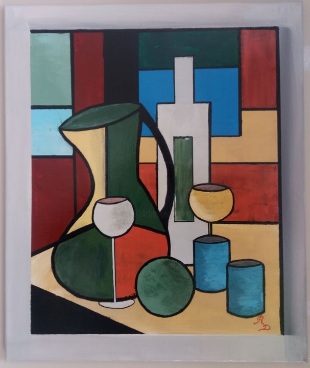 Peinture intitulée "la carafe" par Rolland Diaz, Œuvre d'art originale, Acrylique