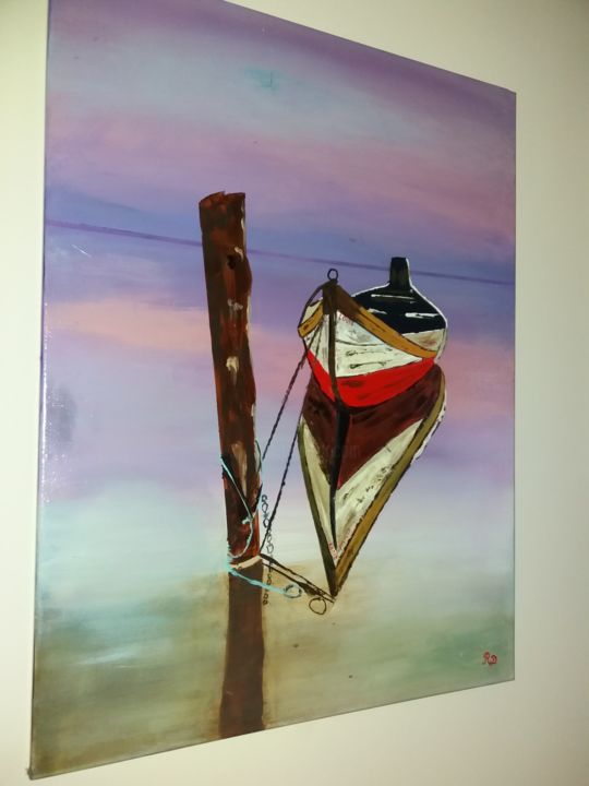 Peinture intitulée "Barque" par Rolland Diaz, Œuvre d'art originale, Acrylique