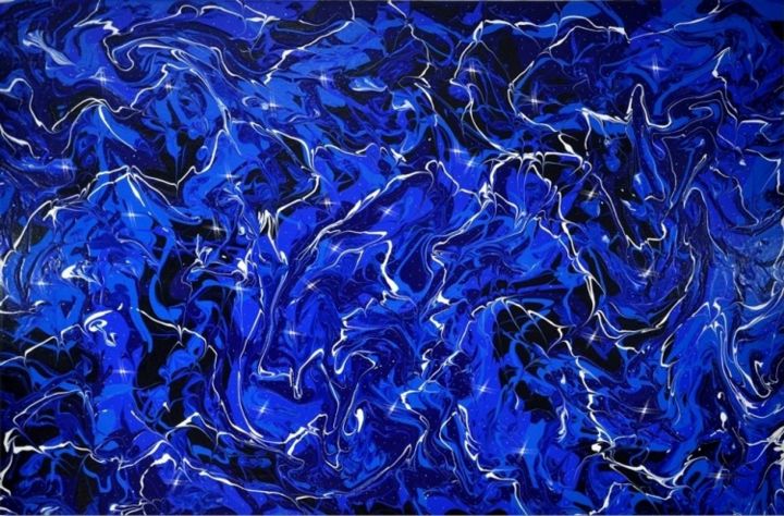 Painting titled "Killing blue , Abst…" by Dianno A. Jakelj, Original Artwork, Oil