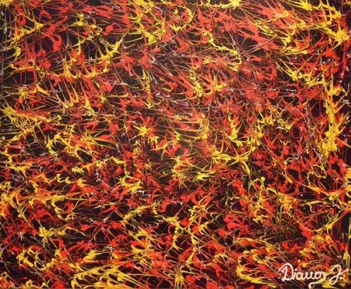 Painting titled "Fire storm" by Dianno A. Jakelj, Original Artwork, Oil