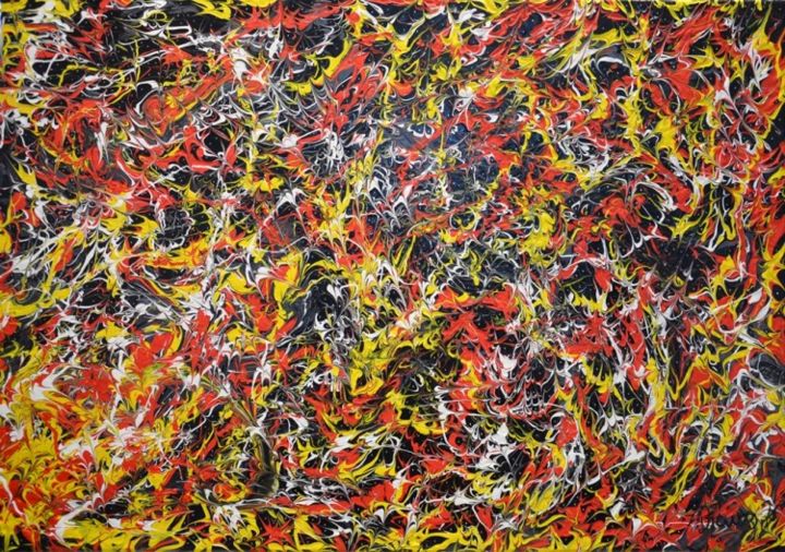 Painting titled "Thunder with flames" by Dianno A. Jakelj, Original Artwork, Oil