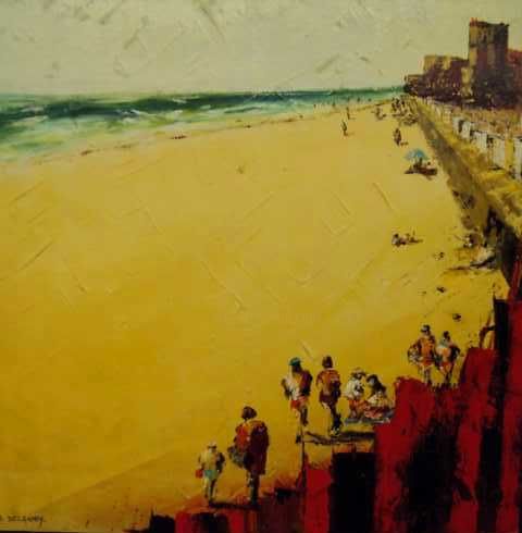 Painting titled "La plage" by Didier Delannoy, Original Artwork