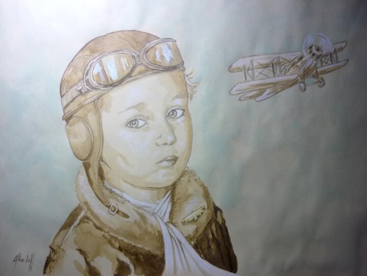 Peinture intitulée "Lilou, aviatrice" par Didier Albo, Œuvre d'art originale