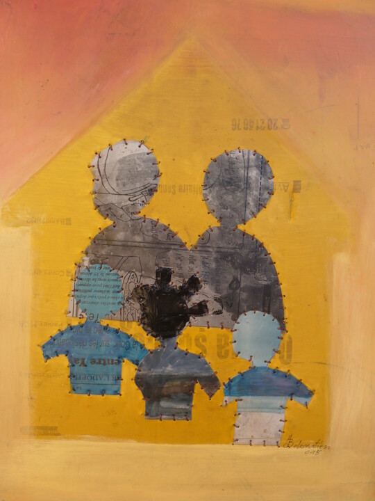 Malerei mit dem Titel "La famille" von Didier Donatien Alihonou, Original-Kunstwerk, Öl