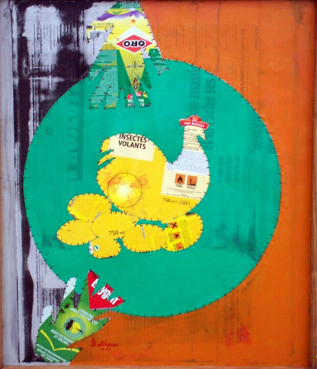 Peinture intitulée "la-poule-aux-oeufs-…" par Didier Donatien Alihonou, Œuvre d'art originale,