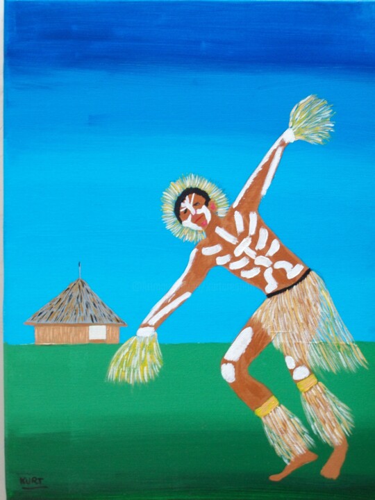 Painting titled "culture kanak 2" by Didier Dordeins, Original Artwork, Acrylic