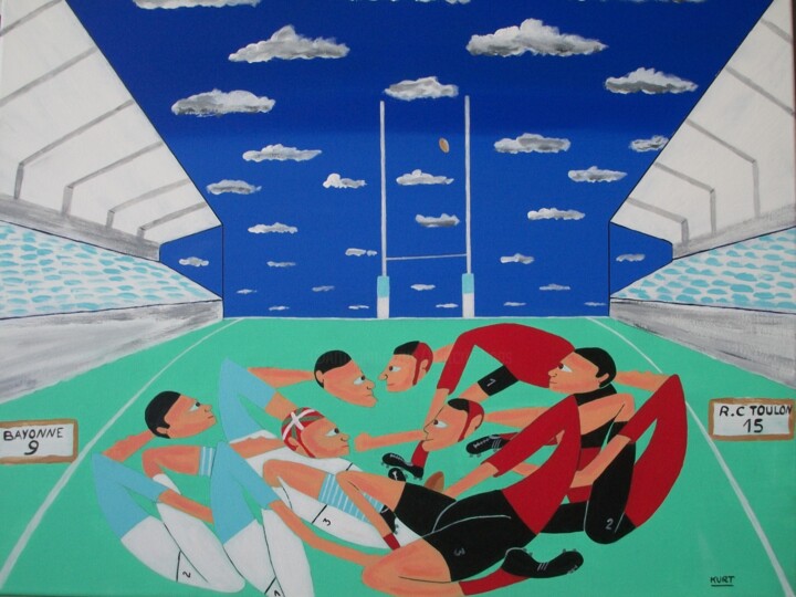 Painting titled "Tableau Naif Match…" by Didier Dordeins, Original Artwork, Acrylic