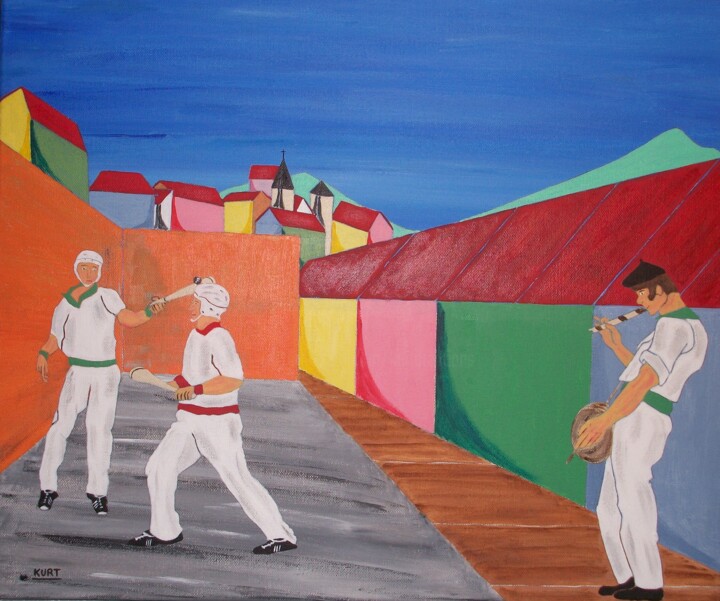 Painting titled "Tableau naif Partie…" by Didier Dordeins, Original Artwork, Acrylic