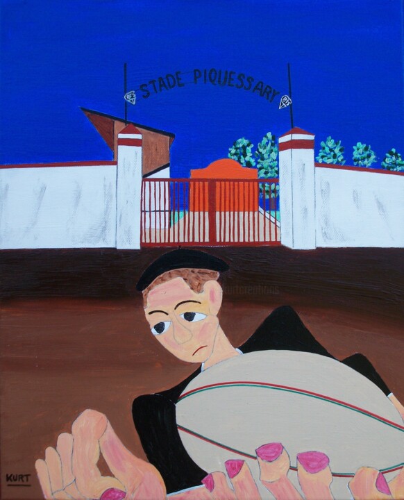 Картина под названием "Tableau naif Tous à…" - Didier Dordeins, Подлинное произведение искусства, Акрил