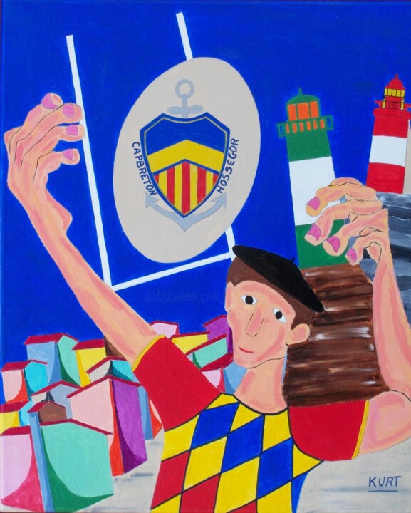 Painting titled "Entente rugby capbr…" by Didier Dordeins, Original Artwork, Acrylic