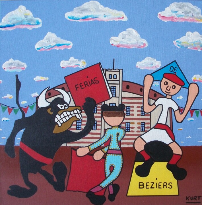 Painting titled "Féria de Béziers" by Didier Dordeins, Original Artwork, Acrylic