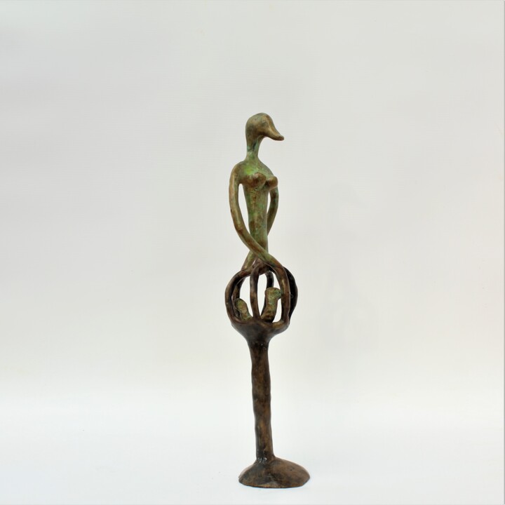 Sculpture titled "Femme oiseau (n°312)" by Didier Fournier, Original Artwork, Bronze