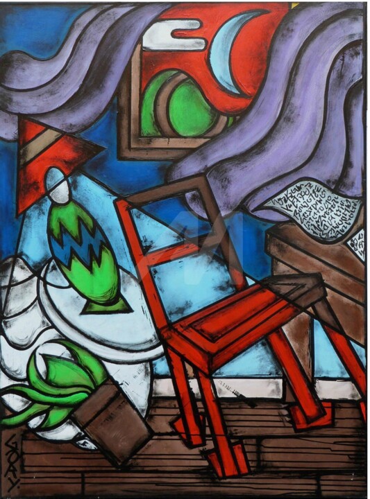 Peinture intitulée "Courant d'air" par Gary, Œuvre d'art originale, Acrylique