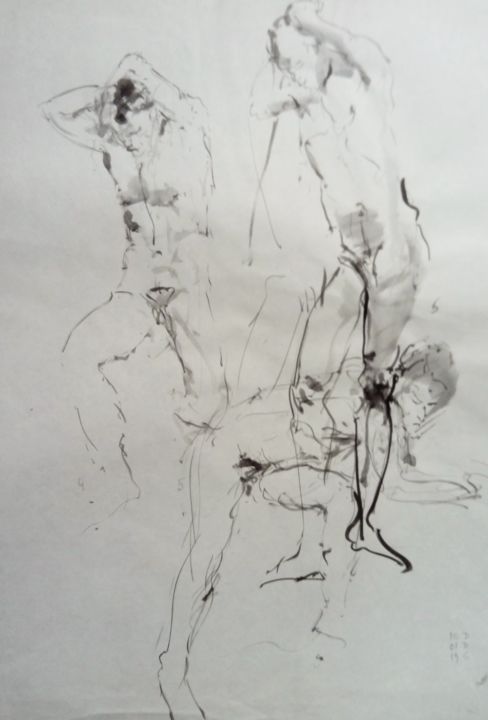Drawing titled "Sans titre" by Didier Gilliers, Original Artwork, Ink
