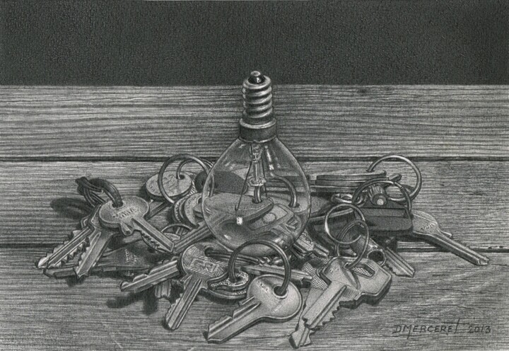 Dessin intitulée "Eurêka" par Didier Merceret, Œuvre d'art originale, Crayon Monté sur Autre panneau rigide