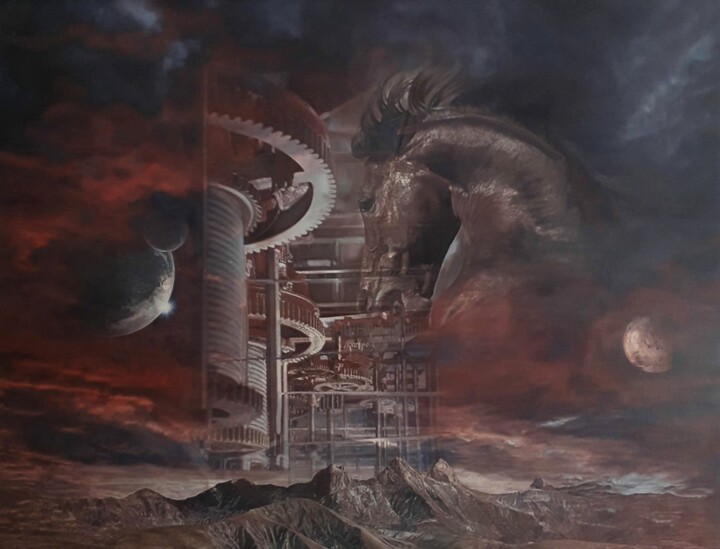 Peinture intitulée "La prophétie de Xan…" par Didier Merceret, Œuvre d'art originale, Huile Monté sur Châssis en bois