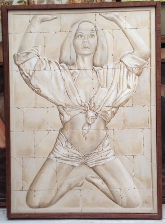 Painting titled "BAS-RELIEF 1" by Didier Picard, Original Artwork, Acrylic