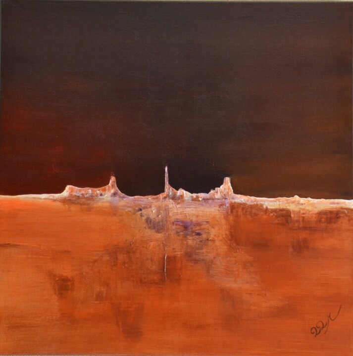 Painting titled "Désert d'ailleurs" by Didier Di Martino, Original Artwork, Acrylic Mounted on Wood Stretcher frame
