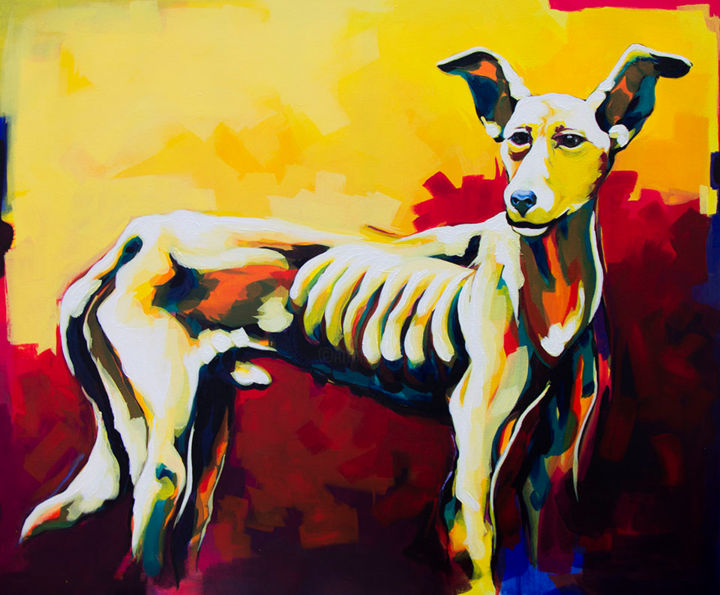 Painting titled "El perro" by Didier Franco, Original Artwork, Acrylic