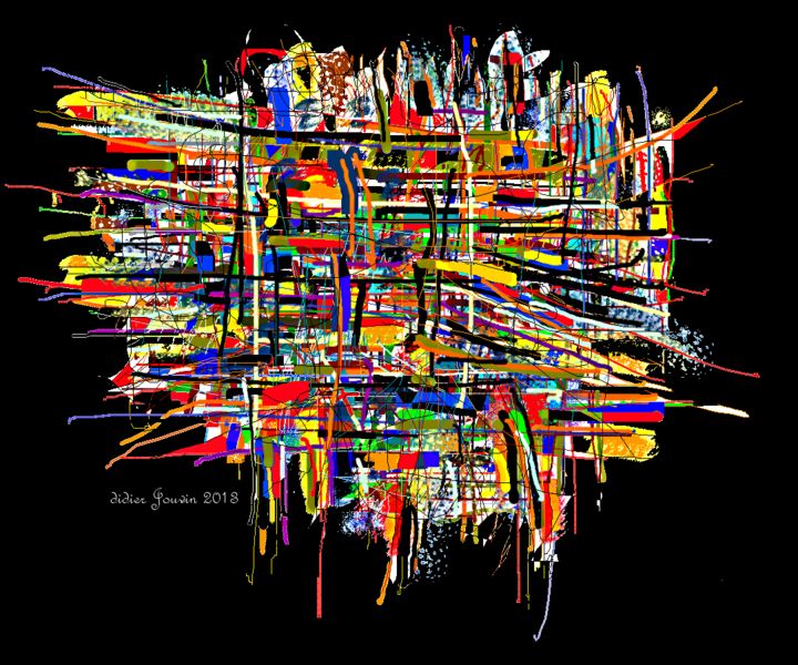 Arts numériques intitulée ""Composition à fond…" par Didier Jouvin, Œuvre d'art originale, Peinture numérique
