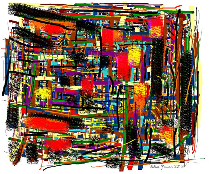 Pintura intitulada ""Composition aux ta…" por Didier Jouvin, Obras de arte originais, Pintura digital