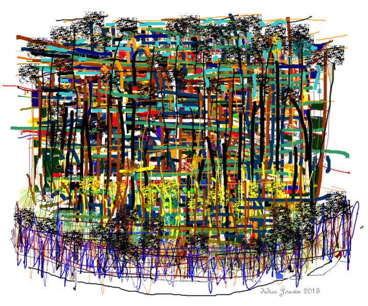 Digital Arts titled ""Pins maritimes à l…" by Didier Jouvin, Original Artwork, Digital Painting