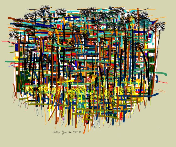Digital Arts titled ""Pins maritimes N°1"" by Didier Jouvin, Original Artwork, Digital Painting