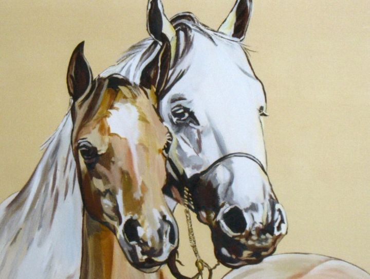 Peinture intitulée "chevaux" par Katy Didier, Œuvre d'art originale, Huile