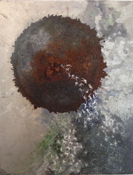 Peinture intitulée "en fer sur zinc" par Mahi, Œuvre d'art originale, Acrylique