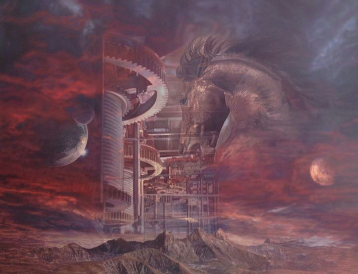 Peinture intitulée "La prophétie de Xan…" par Didier Merceret, Œuvre d'art originale, Huile