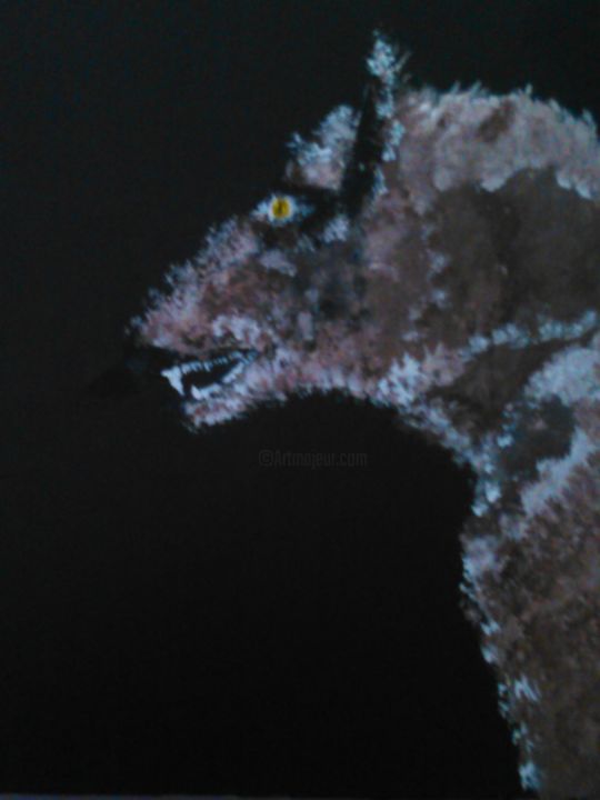 Painting titled "le loup ( mon surno…" by Didier Moons, Original Artwork