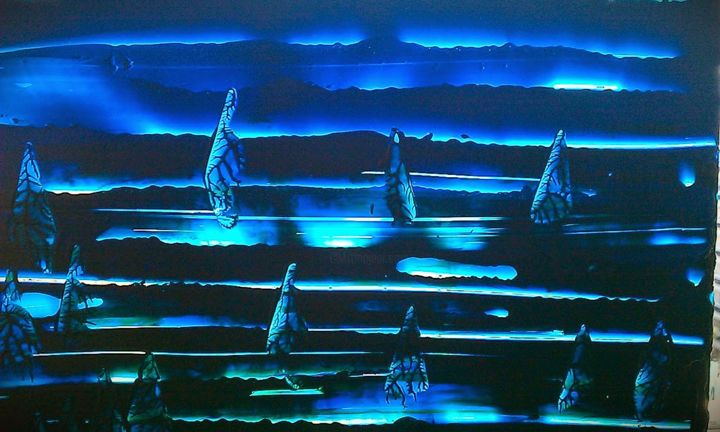 Painting titled "vitreau-bleu.jpg" by Didier Moons, Original Artwork, Acrylic