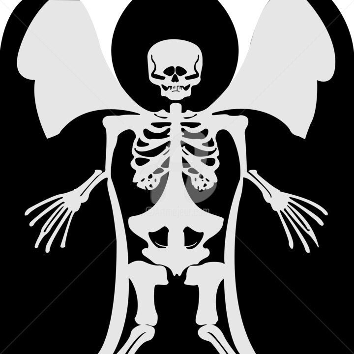 Цифровое искусство под названием "Skeleton" - Didi Le Lapin, Подлинное произведение искусства, Цифровая живопись
