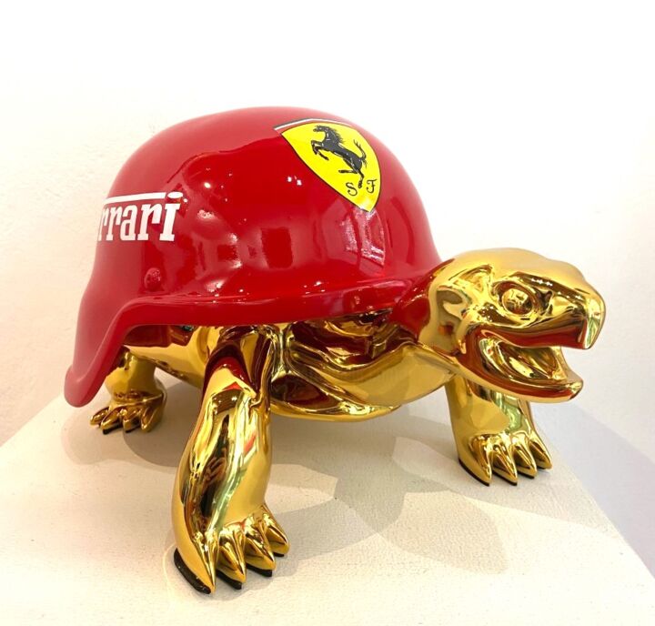 Sculpture titled "Ferrari Turtle" by Diederik Van Apple, Original Artwork, Resin