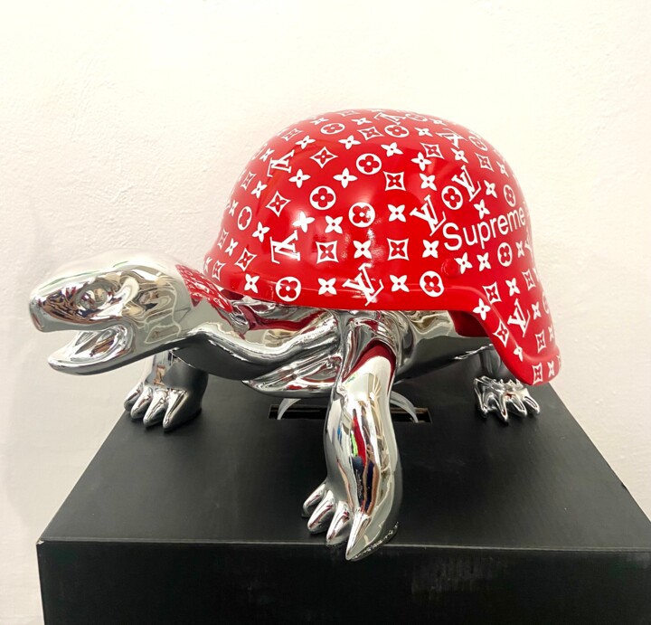 Skulptur mit dem Titel "Supreme LV Turtle" von Diederik Van Apple, Original-Kunstwerk, Harz