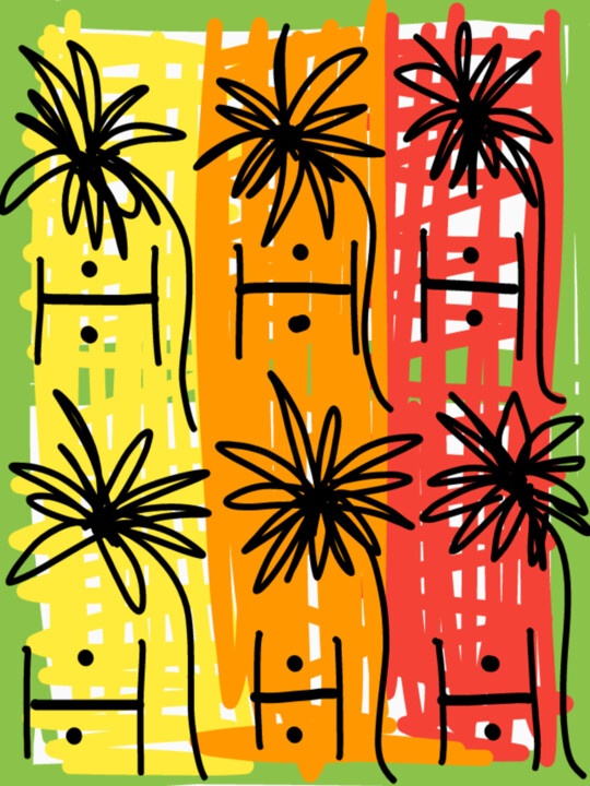 Arts numériques intitulée "Palm tree combo." par Diego Calvo García, Œuvre d'art originale, Travail numérique 2D
