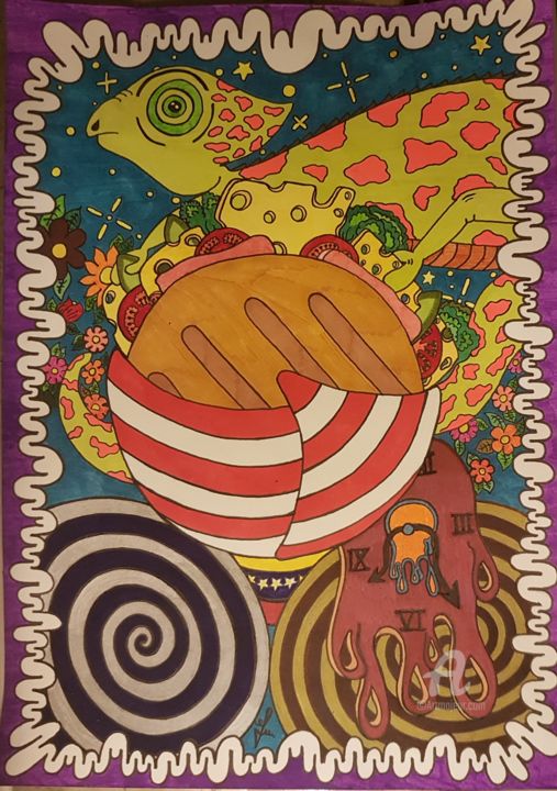 Dessin intitulée "Arepas" par Diego Francescangeli, Œuvre d'art originale, Crayon