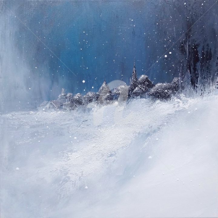 Painting titled "Tombe la neige" by Diem-Thuy Le Mai, Original Artwork, Acrylic