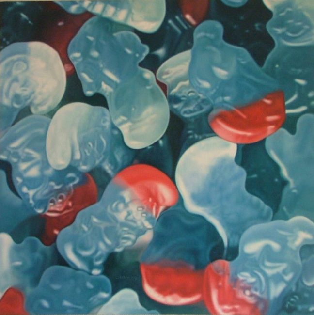 Peinture intitulée "stroumphs bleu" par Diem, Œuvre d'art originale