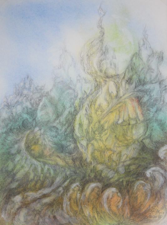 Zeichnungen mit dem Titel "gedankenblase" von Dieter (Paul Albert) Fiebelkorn, Original-Kunstwerk, Bleistift