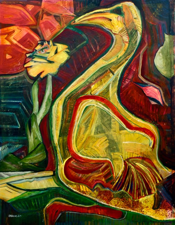 Malerei mit dem Titel "Der stolze Ganter" von Dieter Stockmann, Original-Kunstwerk, Acryl