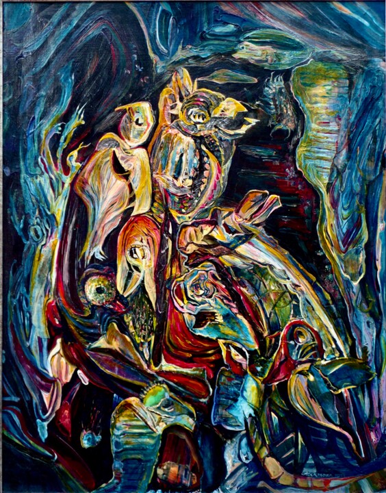 Malerei mit dem Titel "vertraute Zuflucht" von Dieter Stockmann, Original-Kunstwerk, Acryl