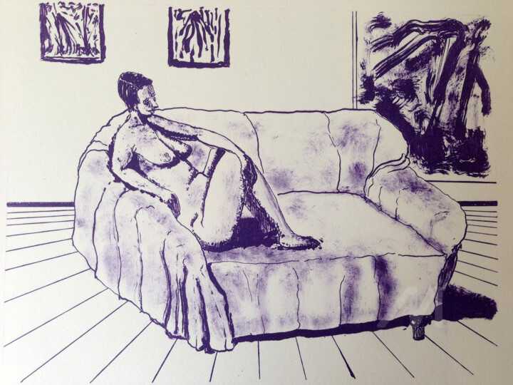 Druckgrafik mit dem Titel "Akt - Nude" von Dietmar Egger, Original-Kunstwerk, Lithographie