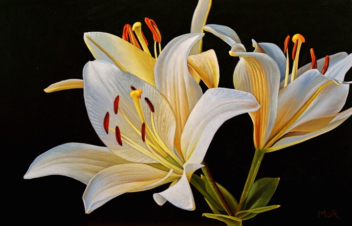Peinture intitulée "Lillies" par Dietrich Moravec, Œuvre d'art originale, Huile