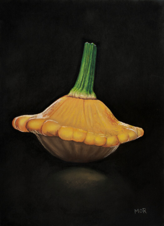 제목이 "Yellow Gourd"인 그림 Dietrich Moravec로, 원작, 파스텔 기타 단단한 패널에 장착됨