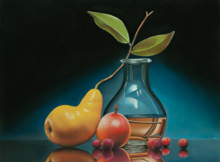 Painting titled "Crooked Pear" by Dietrich Moravec, Original Artwork, Pastel