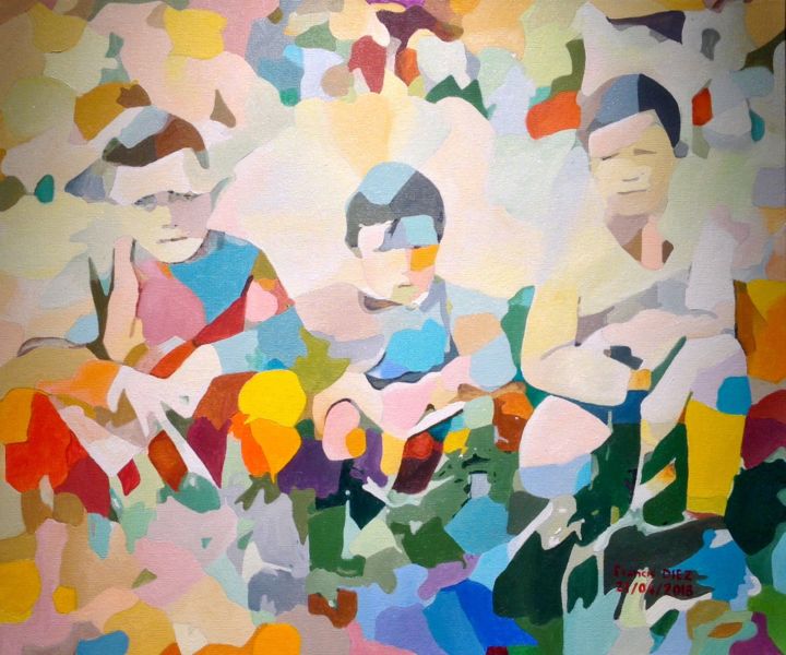 Peinture intitulée ""Les 3 frères"" par Francis Diez, Œuvre d'art originale, Huile